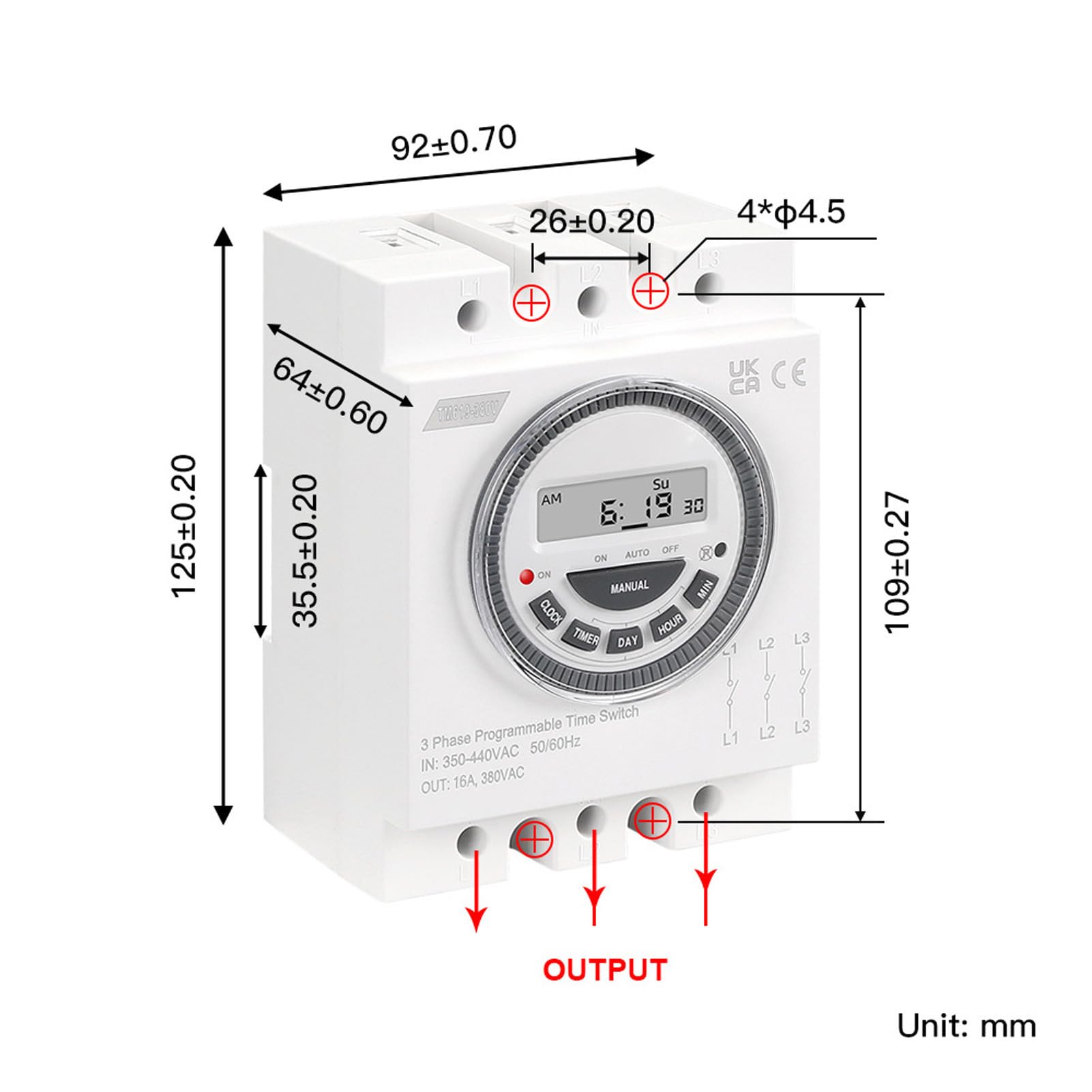 Interruttore Timer Trifase 16A Relè Timer Programmabile Settimanale Interruttore On/off per Pompa 'acqua