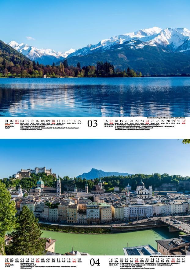 Reisezauber Austria DIN A4 Calendar for 2024 Vienna Salzburg Linz Mountains City Country Holiday Seelenzauber - Image 3