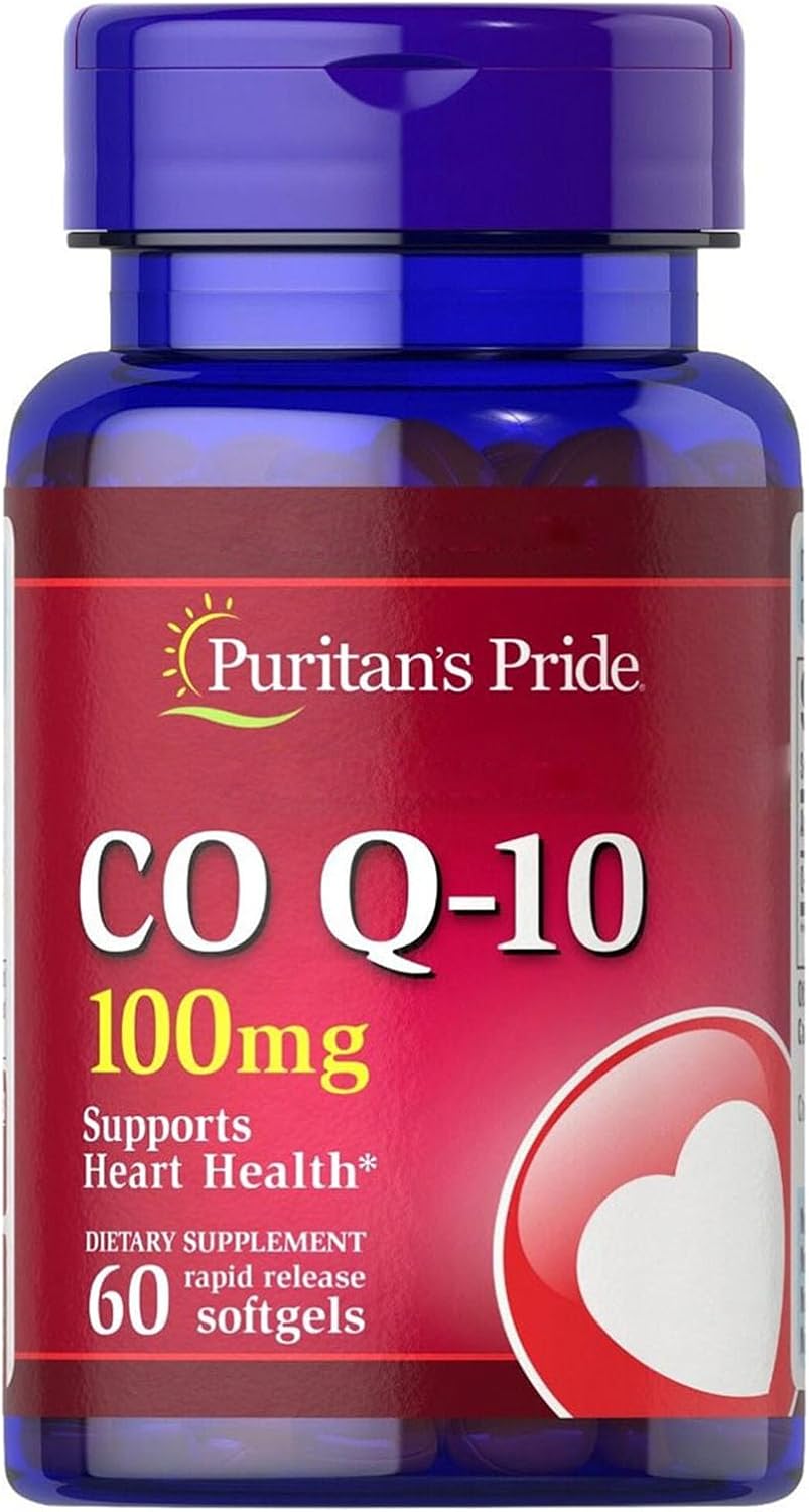 Product image of Puritan's Pride Coenzyme CoQ10 100mg, Dietary Supplement for Heart Health, Blood Pressure, Oral Gum Health, and Healthy Aging Support, 60 Servings, Rapid Release Softgels