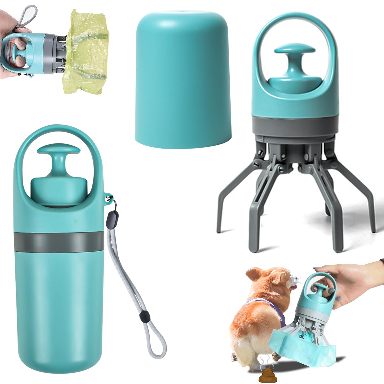 VLUVLA Pooper Scooper, No Touch Poop Scoop for Dogs with Dog Poo Bags & Leak-Proof Storage, Pet Waste Cleaner for Small Medium Large Pet Dog