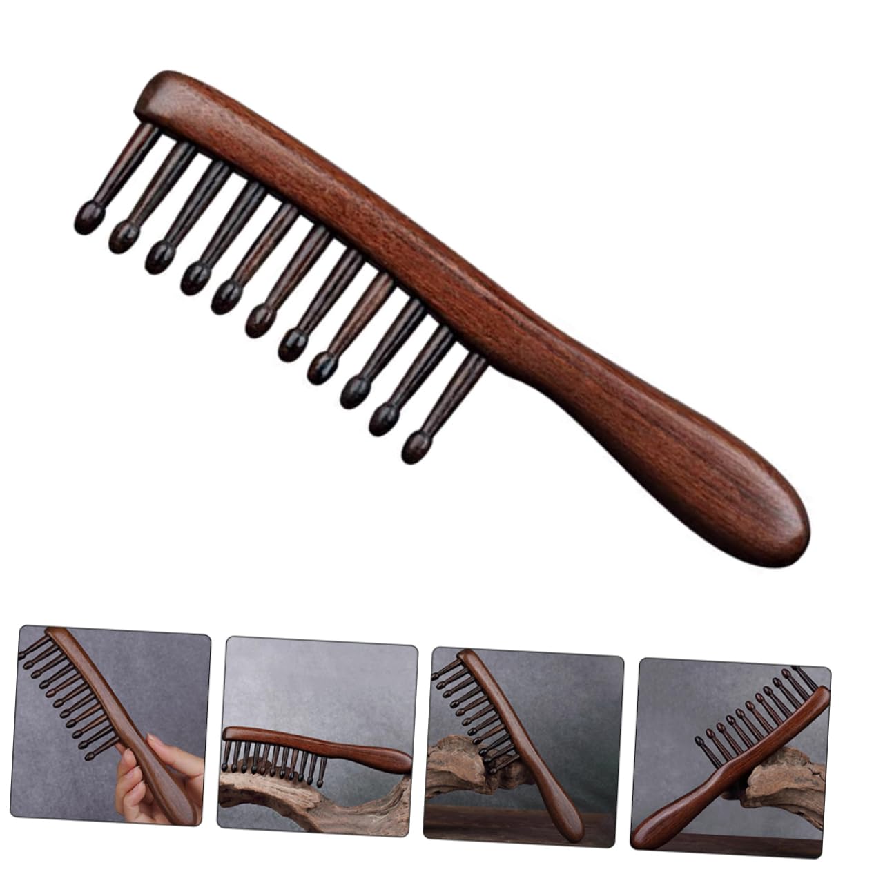 Baluue 3stücke Sandelholz Haarkamm Mit Breiten Zähnen Kopfhautmassage Kamm Für Lockiges Haar Sanftes Entwirren Für Haartypen Langlebig Und Stabil Für Haarpflege