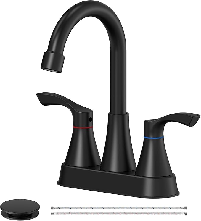 Grifería Lavamanos 2 Huecos Negro Mate Acero Inoxidable