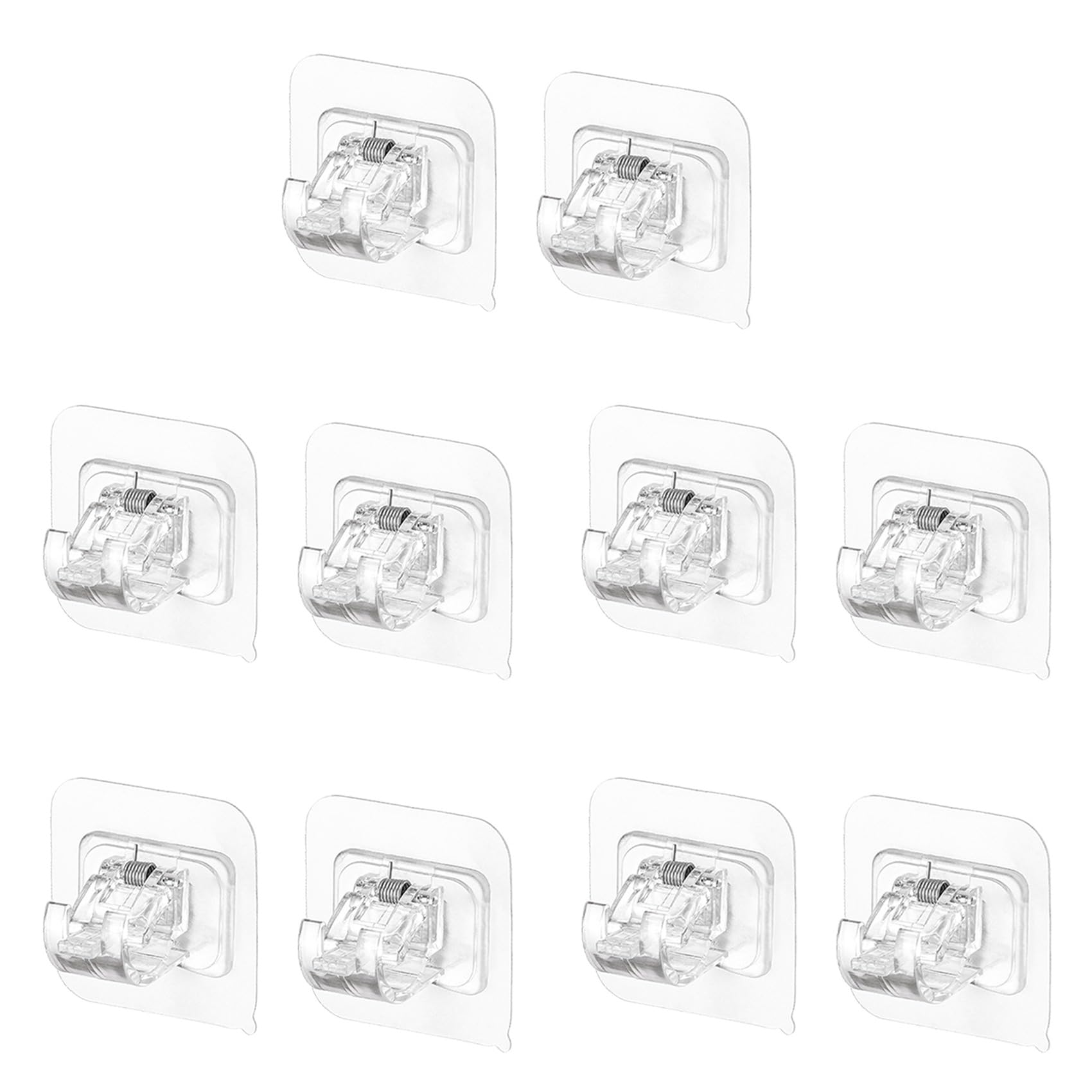 Hndhbfgrt Transparent No Drill Curtain Rod Brackets Set, 10-Piece Adjustable Adhesive Curtain Rod Holders