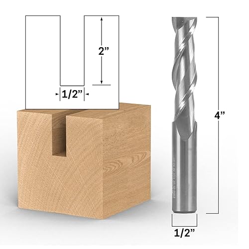 Miniatura 5 de YONICO Fresa de extremo CNC de carburo sólido espiral de 2 flautas para fresas de fresado de 1/4 pulgadas de diámetro. vástago de 1/4 pulgadas