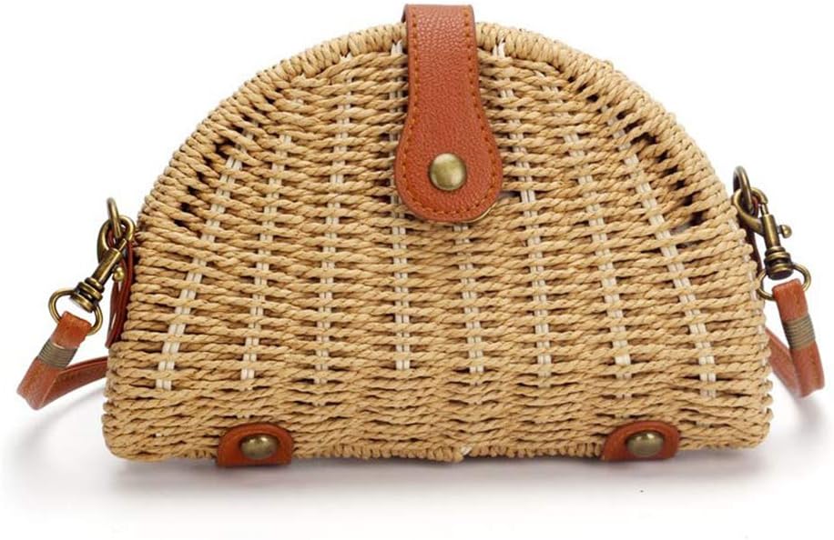 Crossbody Straw Bag,Womens Rattan Woven Handbag Straw Shoulder Bag for Beach Travel
