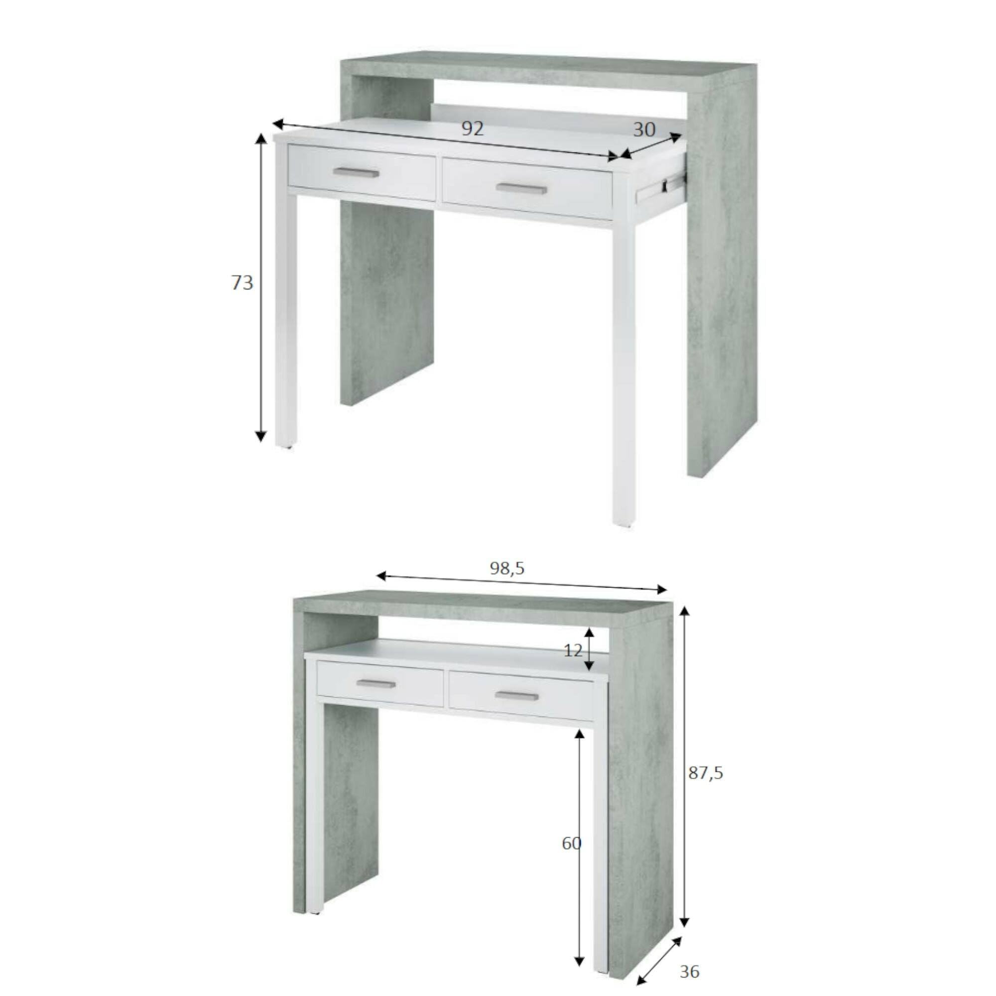 Dmora Billings Desk per Scrivania con Cassetti Estendibile - Dettaglio