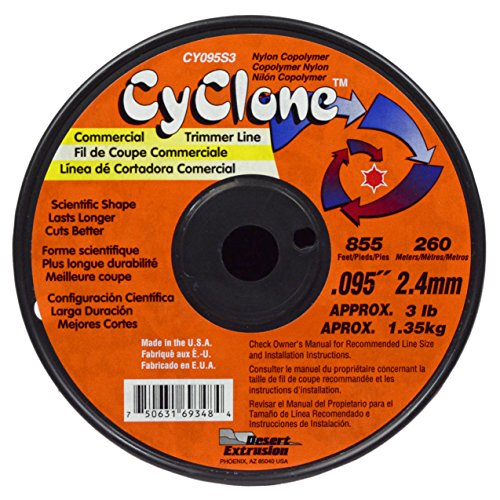 Cyclone Desert Extrusion CY095S3 .095" x 855' Commercial Trimmer Line Orange, Made in USA - 2-Pack