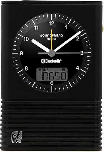 Sound Rise Classic, SFQ-14: Radio despertador de cabecera y altavoz Bluetooth, con reloj analógico, radio FM, puerto de carga USB, Snoonze, y