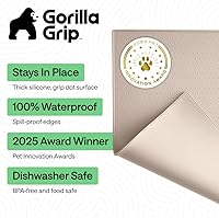 Vista 28 de GORILLA GRIP - Tapete de silicona 100% impermeable con bordes elevados sin BPA para mascotas, tapetes para alimentos de perros y gatos que contienen
