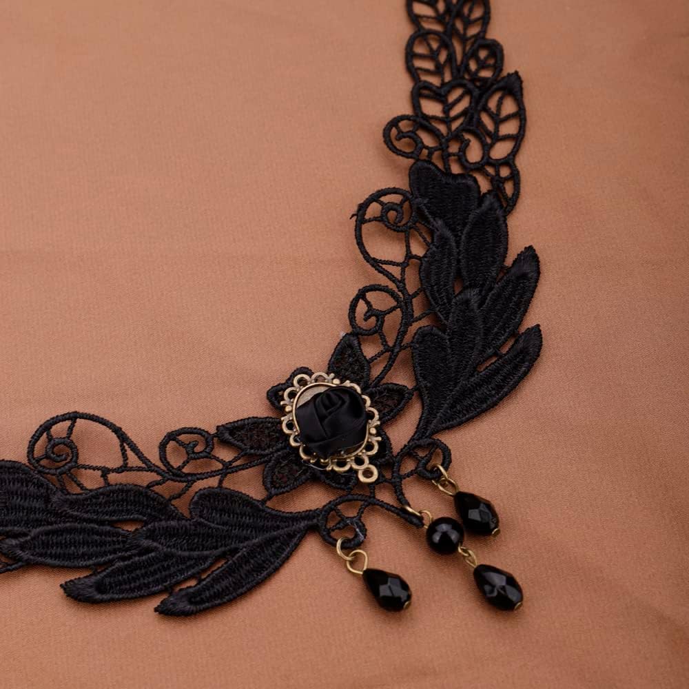 Missgrace Punk Dainty Black Flower Crystals Choker Necklace Boho Simple Short Lace Necklaces Fashion Rhinestones Chokers Vintage Necklace Black Chain for Women - Image 5