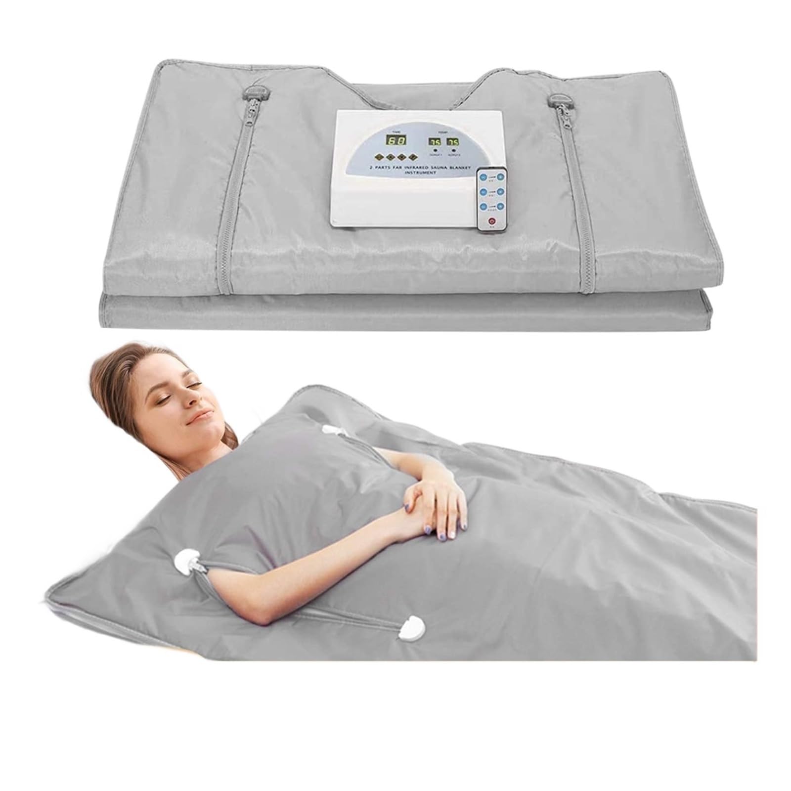 Portable Sauna, Verbesserte Saunadecke, 2 Zonen FIR Digital Oxford Sauna Heizdecke, Gewichtsverlust Body Shaper Detox Therapie Anti-Aging Beauty(Pink)