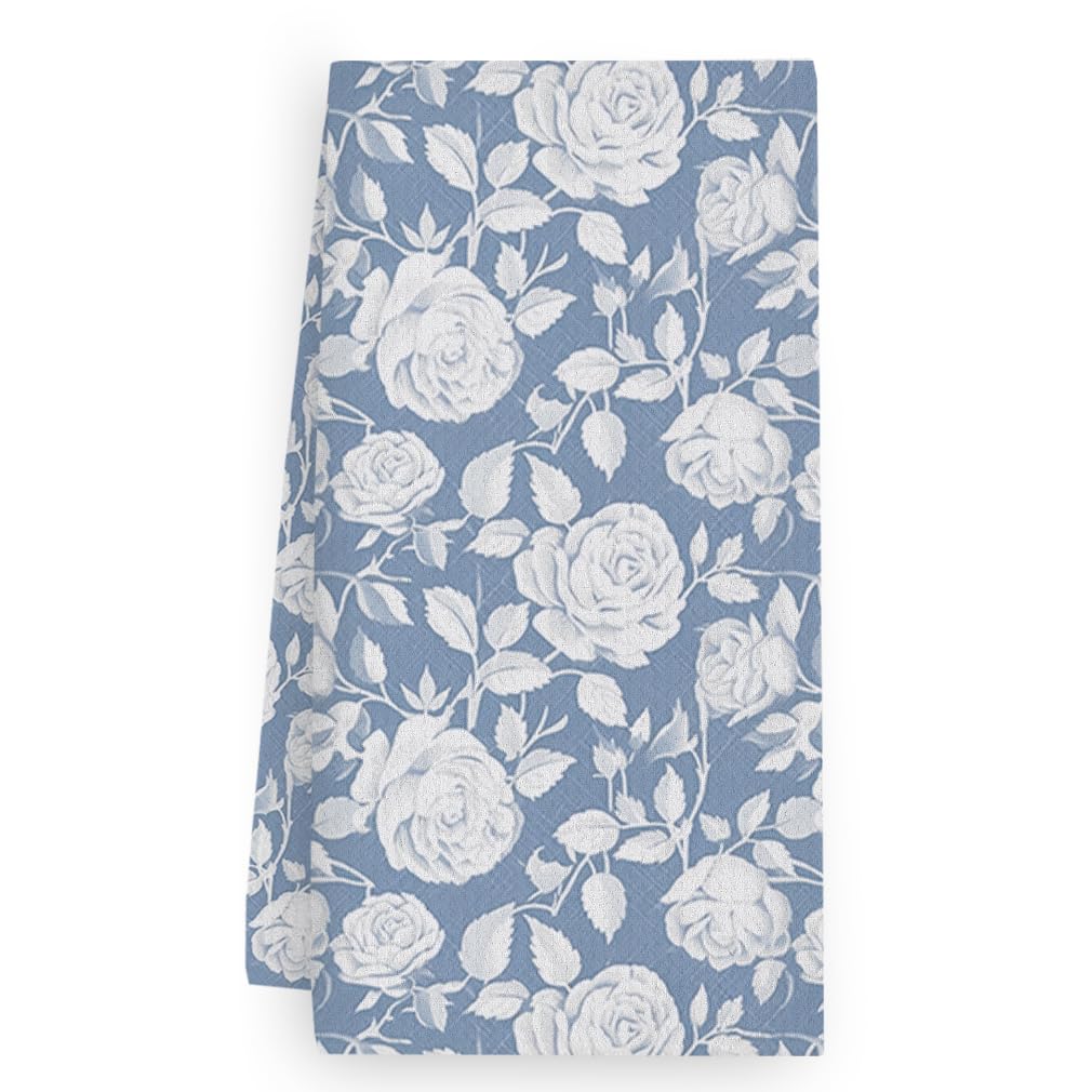 Trapos Cocina Elegante Flor Azul Paños de Cocina Suaves y Absorbentes Paños Cocina Reutilizables Trapos de Cocina para Secar Toallas Lavable Toallas de Barra Juego de 4 (40x60cm)