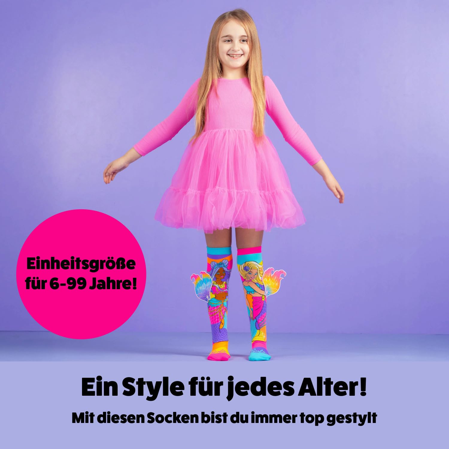 Madmia Barbie Mermaid Socken Par de Calcetines, carbón, 6-99 para Niñas