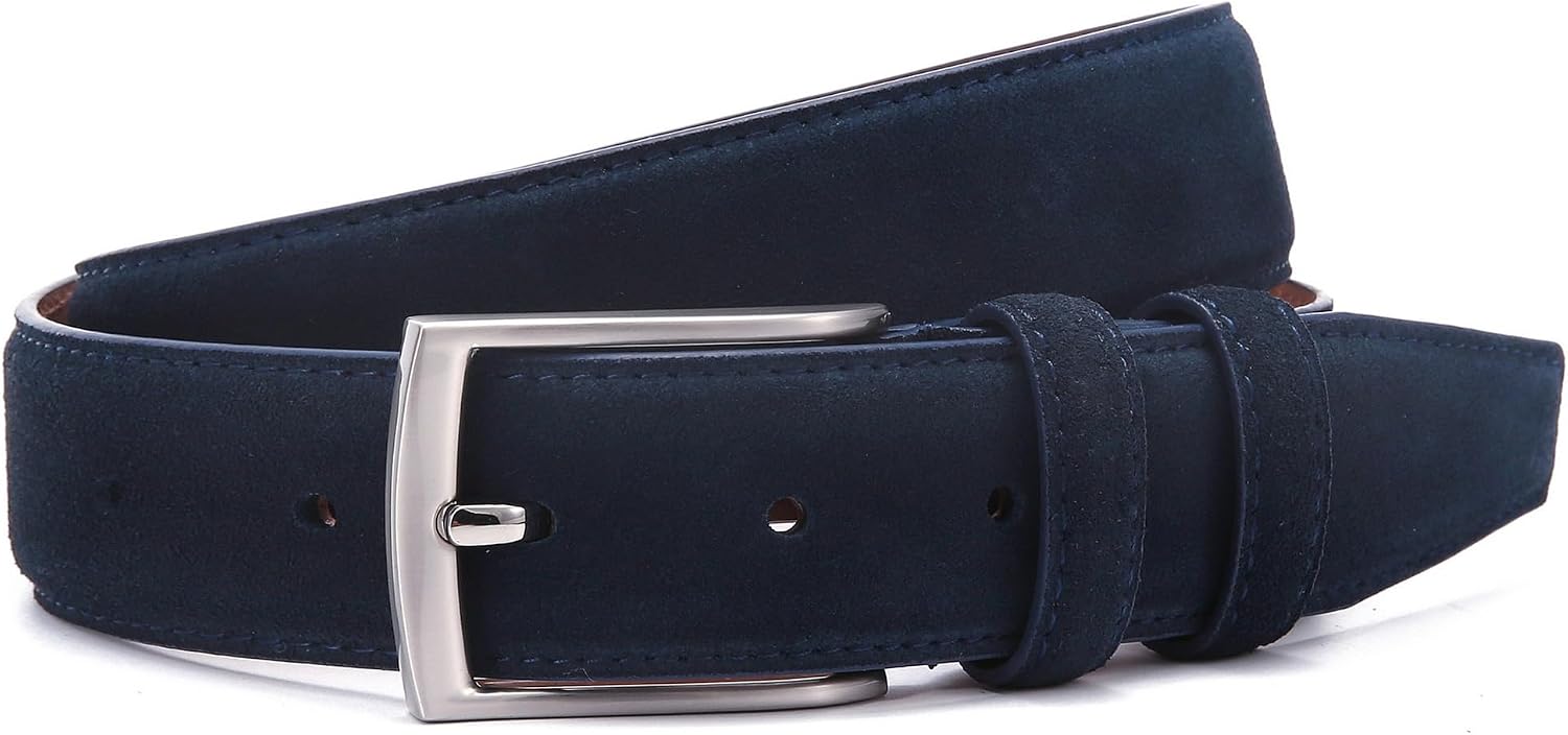 Genuine Suede Leather Belt for Men, 1 3/8" Wide Dress Casual & Golf Belt