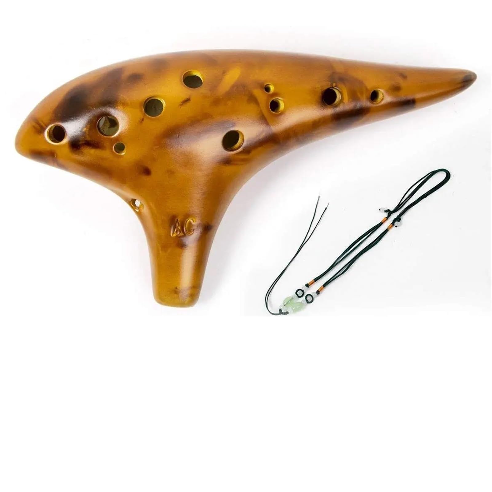 Okaryna 12głosowy Ceramiczny Instrument Okarynowy Alto C Z Futerałem Dla Początkujących(Yellow)