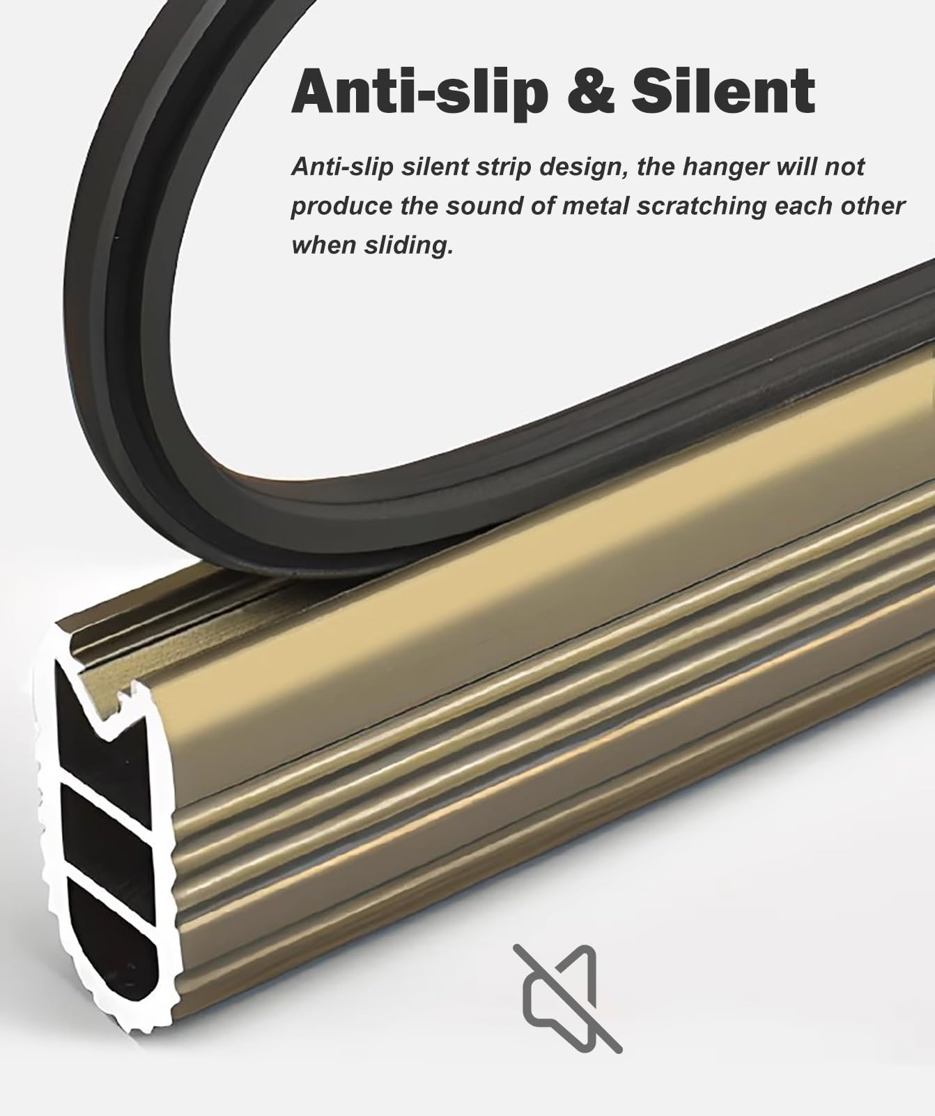 DrążEk do Szafy Wytrzymałe Aluminiowe Drążki do Szaf z Podporą Końcową, Drążek do Wieszania Ubrań do Szafy, Antypoślizgowy Drążek do Szafy, Organizer na Ubrania(Black,70cm(27 1/2"))