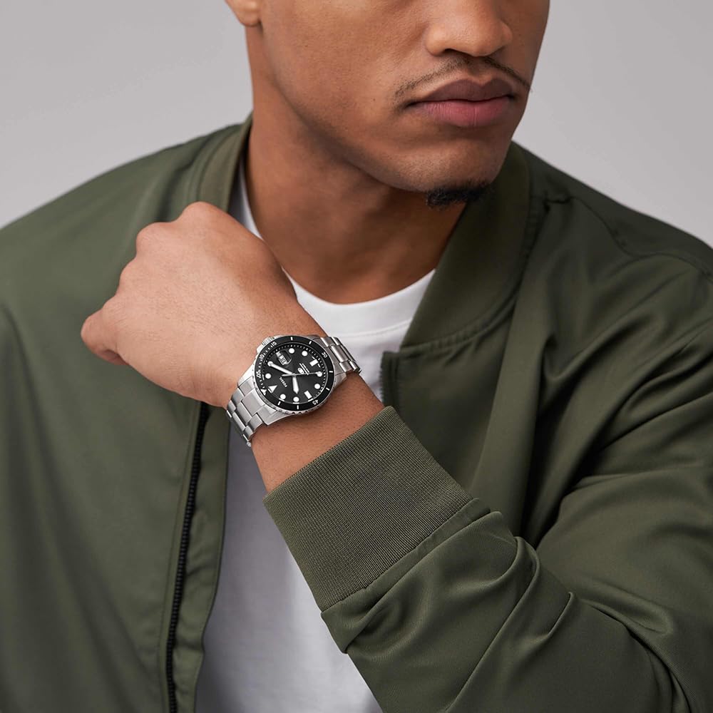 Fossil Orologio subacqueo blu da uomo, movimento al quarzo con data a tre lancette e cinturino in acciaio inossidabile o in pelle