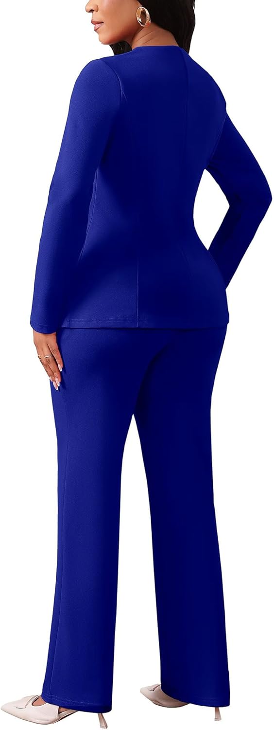 Pant Suits for Women Dressy Long Sleeve Blazer Jackets and High Waisted Wide Leg Pants Sets 2 Piece Work Outfit 2025 - Image 3