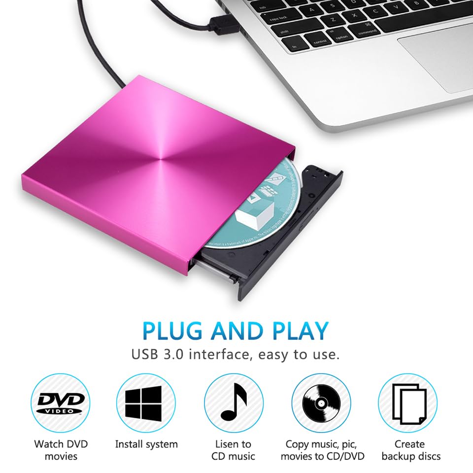 Lectora externa de DVDs y CDs USB 3.0 portátil miniatura 3