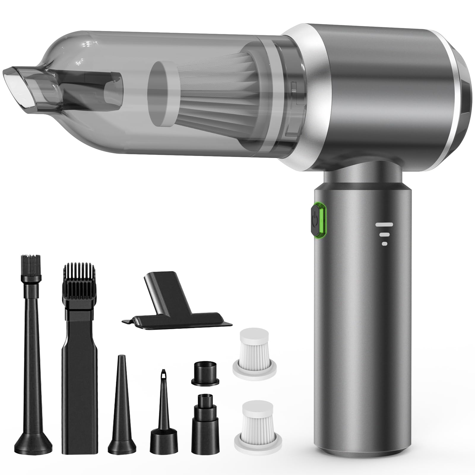 NVKHG Handheld Vacuum Cordless, 3 Speed 28000Pa Brushless Motor Mini Car Vacuum Portable Cordless,Suitable for Home, Kitchens, Offices, Car, Pet Hair, Gray Grey