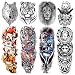 VANTATY 8 Sheets Extra Large 3D Realistic Animals Full Arm Temporary Tattoos For Men Women Fake Arm Sleeve Tattoo Maori Wolf Stickers Sexy Fox Tiger Flower Big Leg Tatoos Adults Gangster Girl Kid Lion