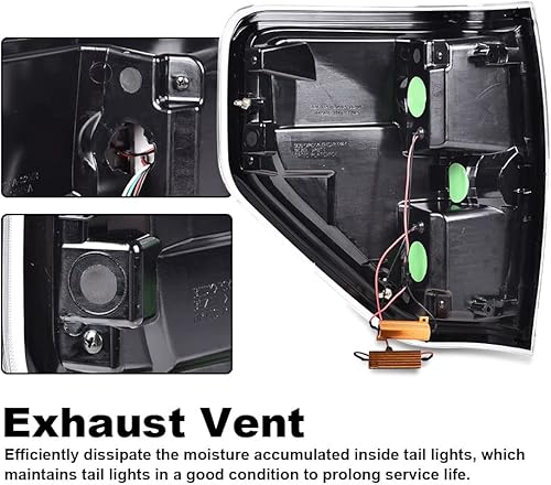 Miniatura 5 de G-PLUS Luces traseras LED compatibles con Ford F150 2009-2014 24 puertas Pickup de doble fila, lámparas de freno LED de doble fila, carcasa cromada,