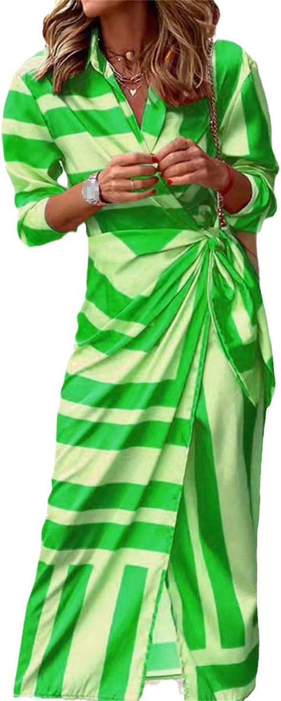 Spring Summer Print Dress Striped Skirt Comfortable Street Women's Wear Dresses Robe