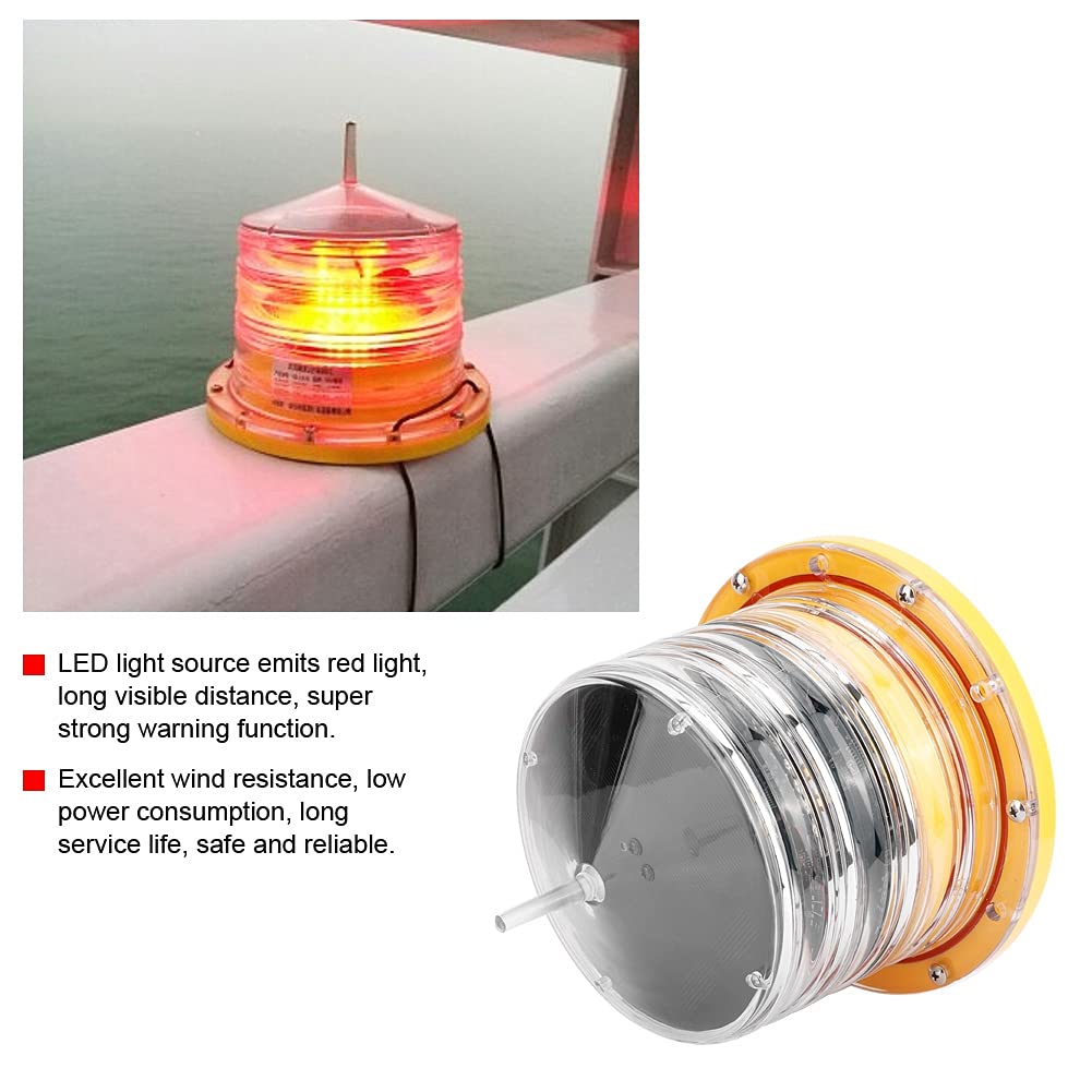 Yctze Luz LED para barcos, rojo intermitente Luz de señal LED solar Luz de baliza para embarcaciones de muelle marino IP68 Impermeable