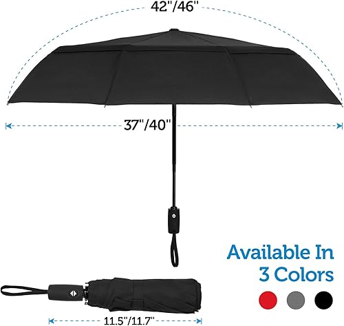 Miniatura 2 de Paraguas de viaje portátil resistente al viento, compacto y plegable, resistente, cierre automático, plegable, resistente a la lluvia y al viento,
