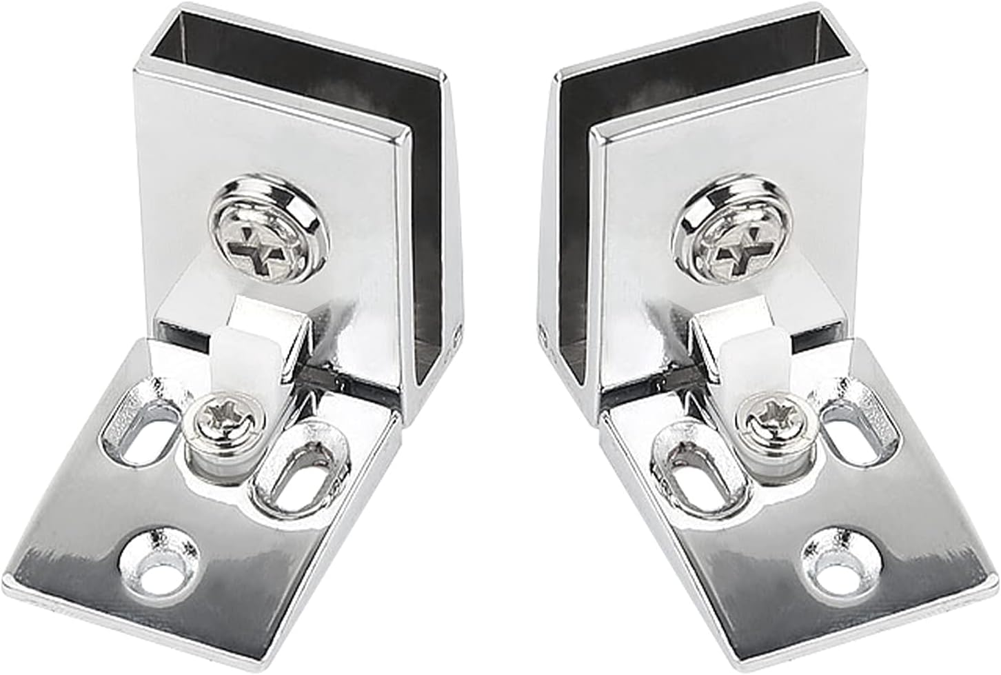 Uoxhfdh One Color 2Pcs Frameless Clamp Hinges Zinc Alloy Side-Mount Pivot 90 Degree For 3-5Mm Glass Cabinet Door