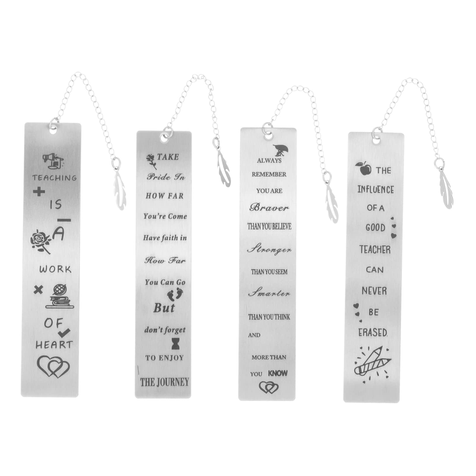 Lurrose 4 Piezas Marcapáginas de profesor marcapáginas del día del marcador de flores marcadores de libros bookmark de marcador de marcador de metal Acero inoxidable