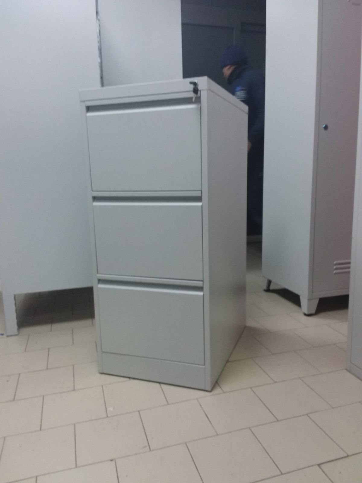 Classificatore Schedario in Metallo a 3 Cassetti Dim. 45x62x103 cm Grigio RAL 7035 Montato