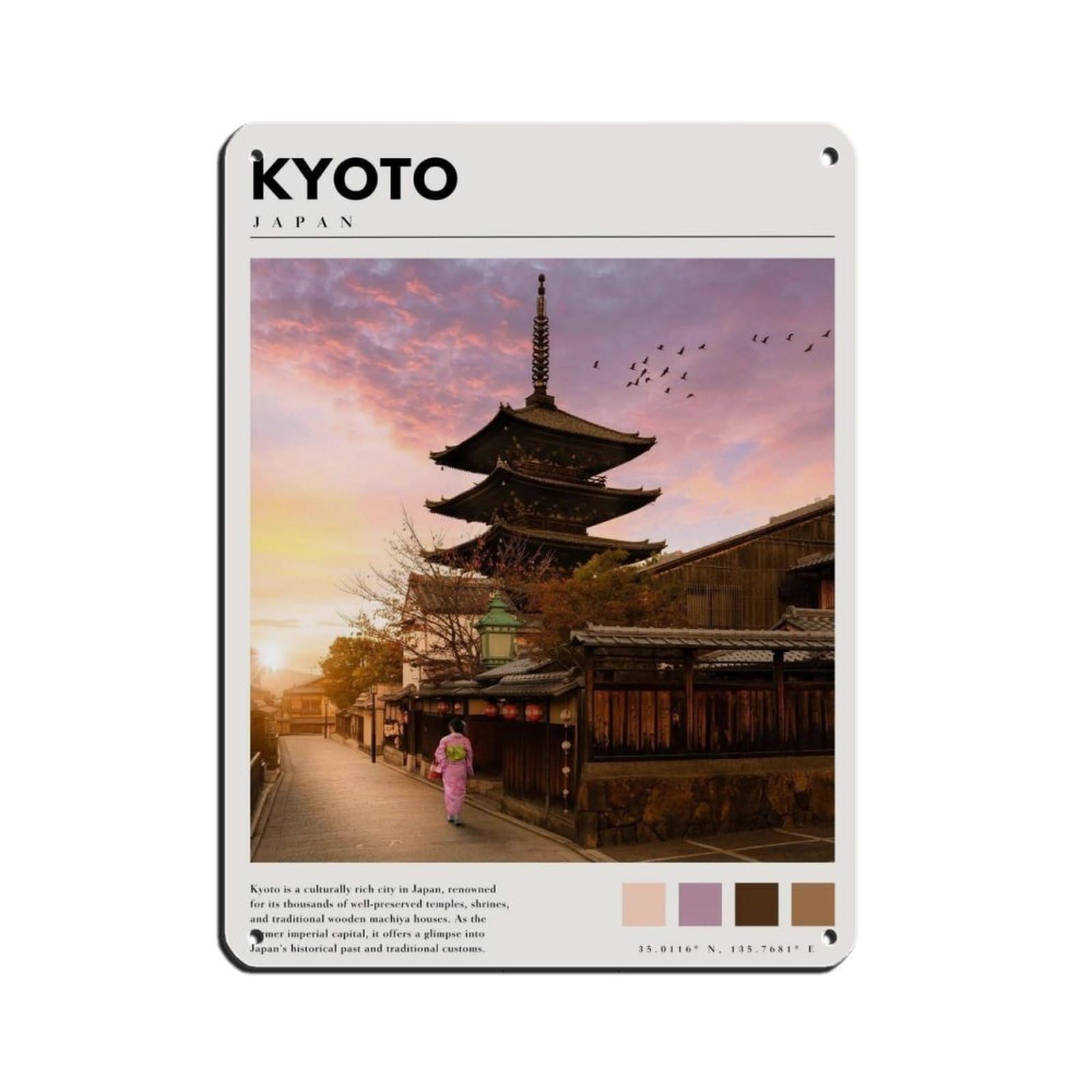 Kyoto Art Kyoto Photography Poster Tin Sign Vintage Metal Pub Club Cafe Bar Home Wall Art Decoration Poster Retro 12x16inch(30x40cm)