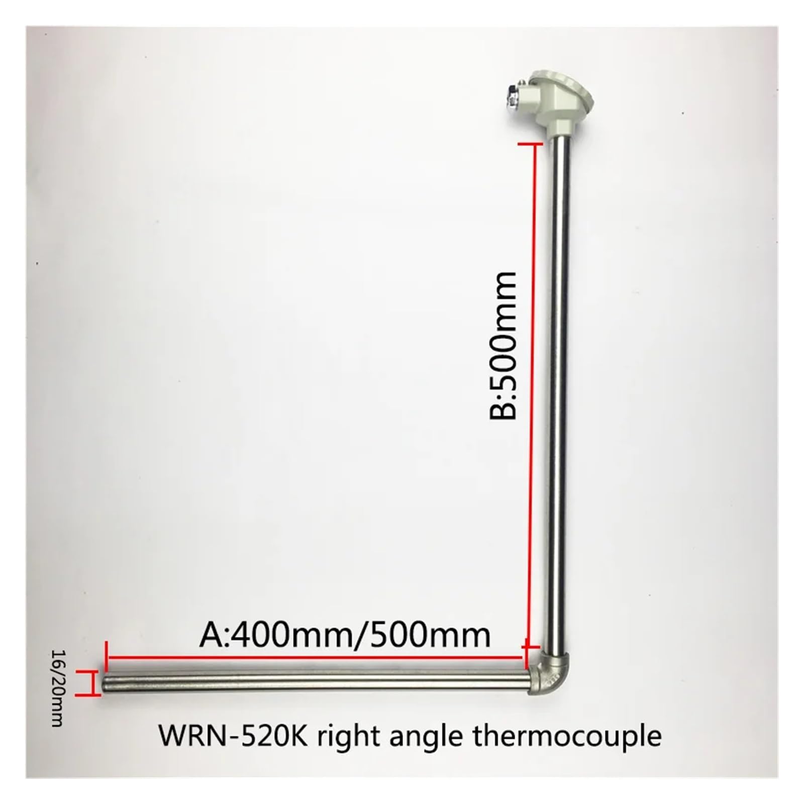 Czujnik temperatury WRN-520K prostokątny termopara, odlew ciśnieniowy, ze stopu aluminium, sonda temperatury do pieca do topienia (niebieski)