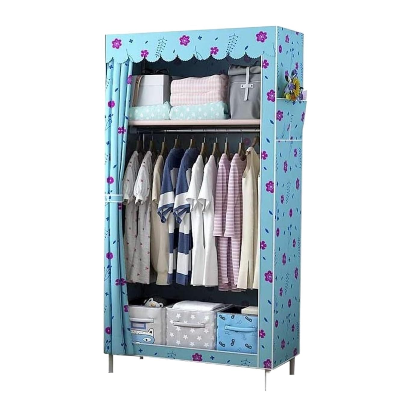 Wardrobe Closet Schrank Kombi-Kleiderschrank, Hängeschrank, Stoff, Stabiles Miethaus, Mehrere Schlafzimmer Closet Aufbewahrungsschrank(D)