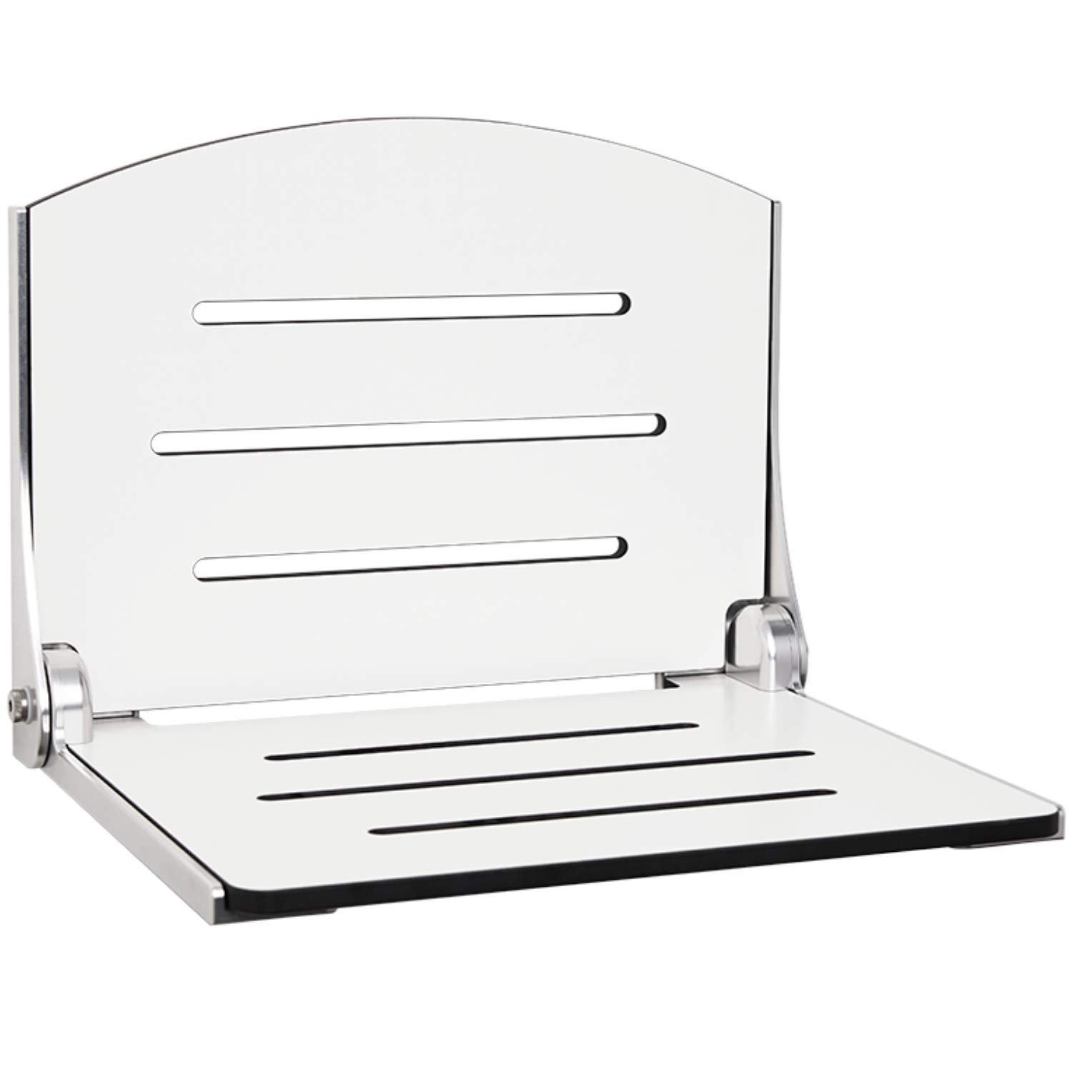 Seachrome Silhouette Arched Wall Mount Folding Tub/Shower Seat, White Seat and Silver Frame