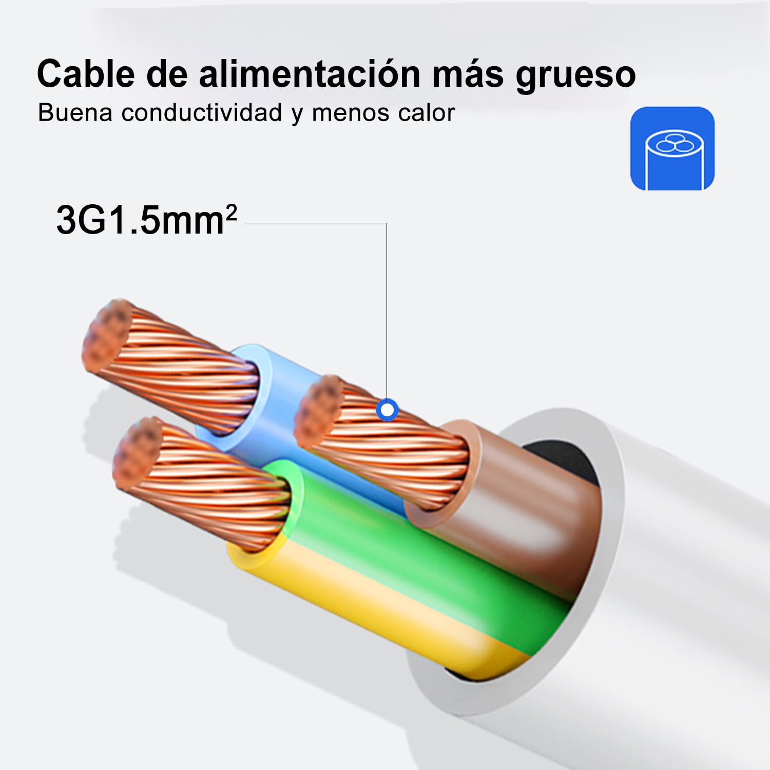 EXTRASTAR Regleta Enchufe con 4 Tomas, Alargador Enchufe con Interruptor, 3 m, para El Hogar, La Oficina y Los Viajes, 3680W, 3G*1.5mm², Blanco, 1pc — view 6
