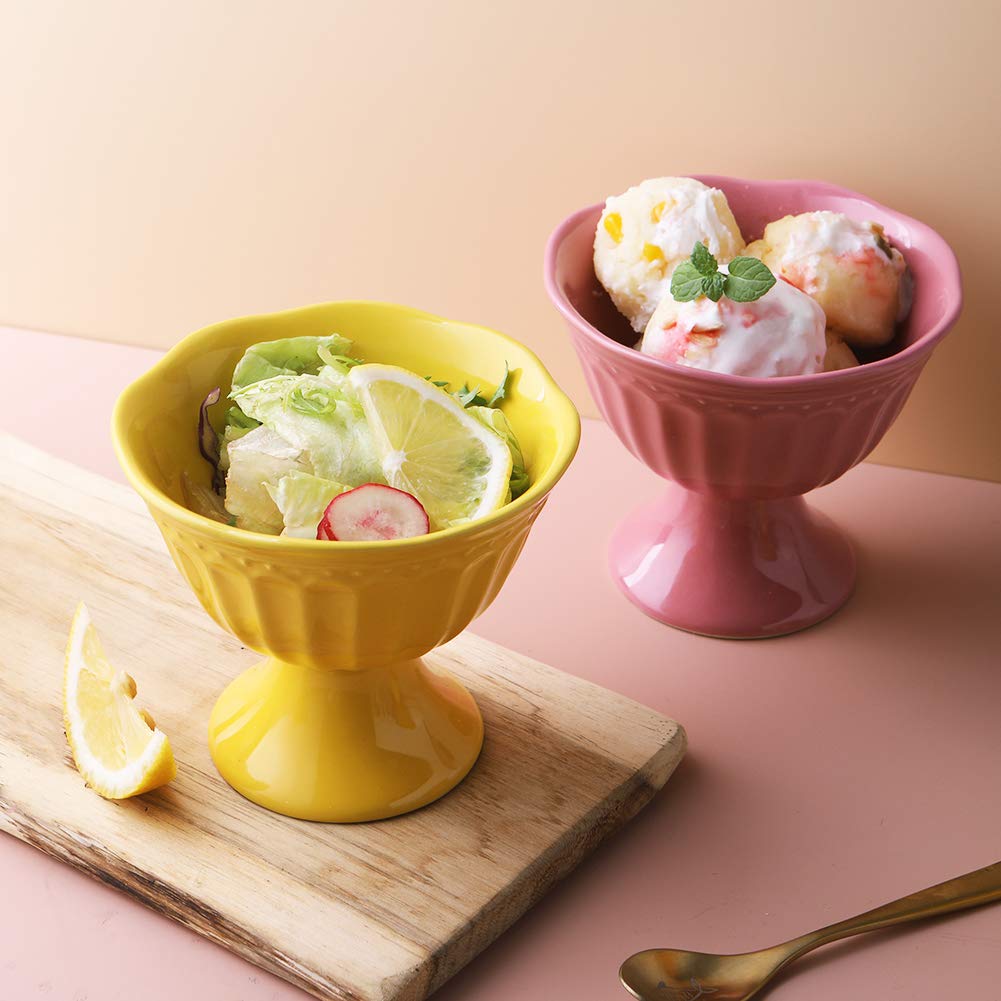 Amazon.com | Sweejar Ceramic Ice Cream Bowls, Tulip Sundae Cups