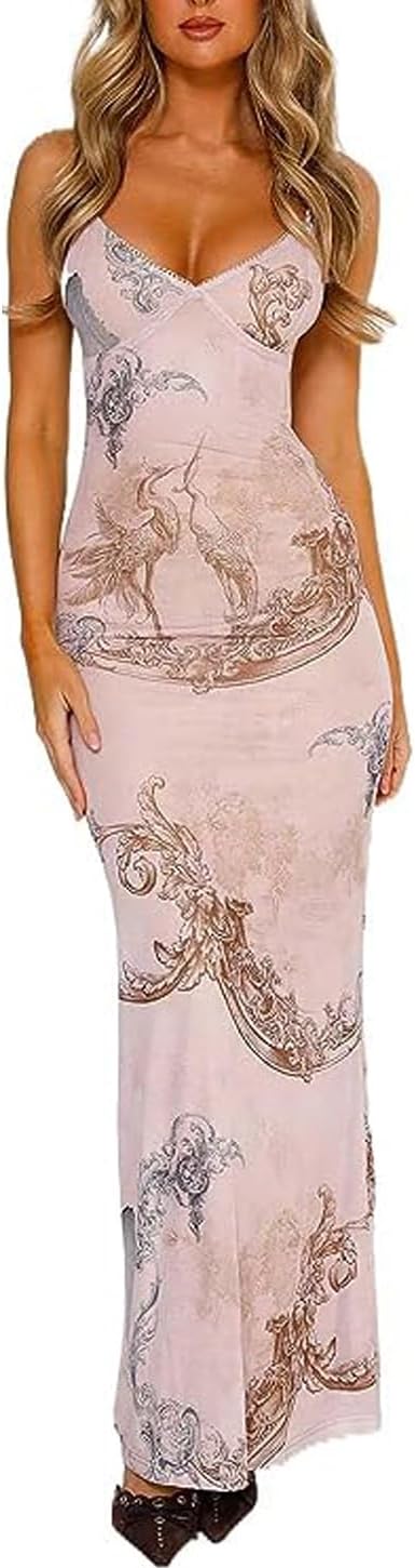 Women vintage satin slip dress with spaghetti straps