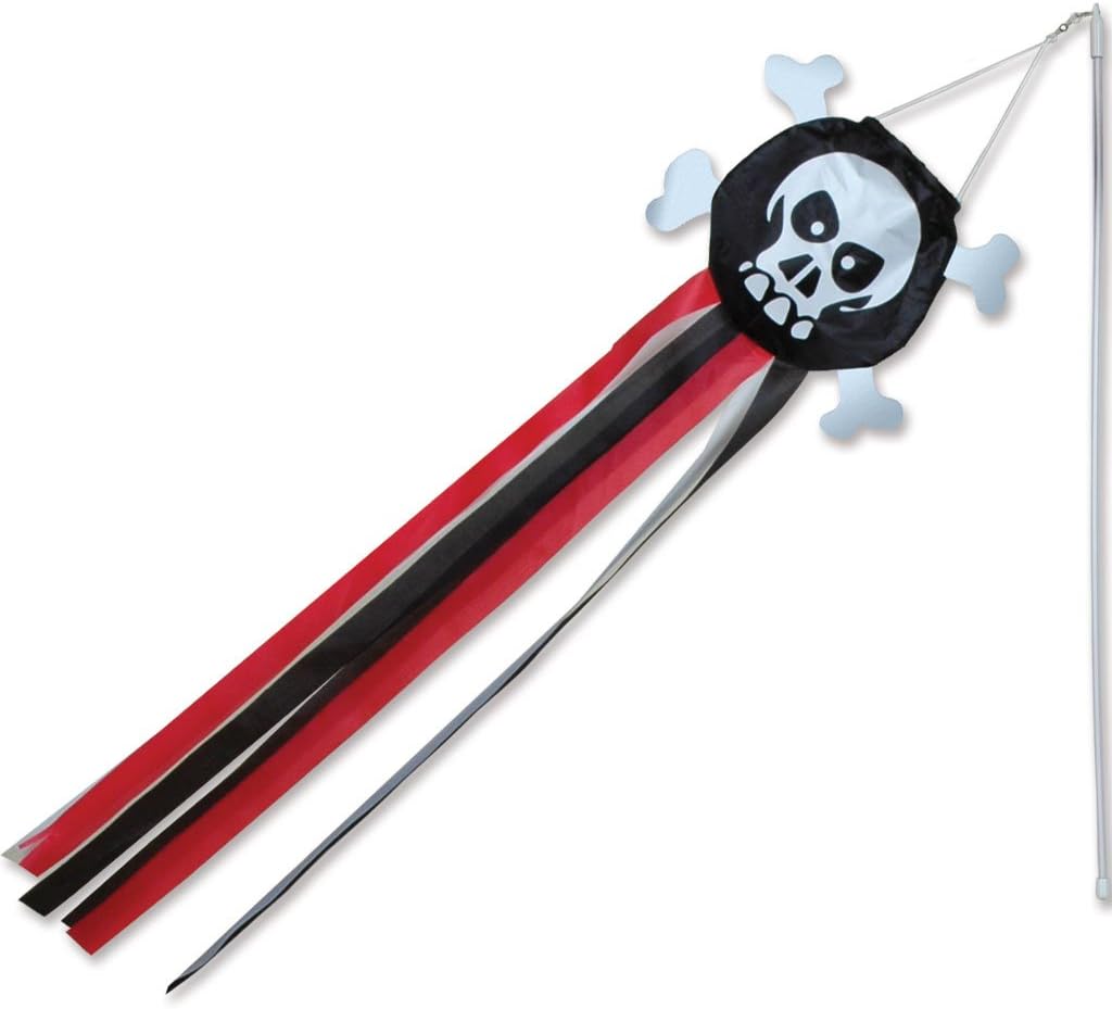 Premier Kites 18018 12-Pack Wind Wand Spinner, Skull Crossbones