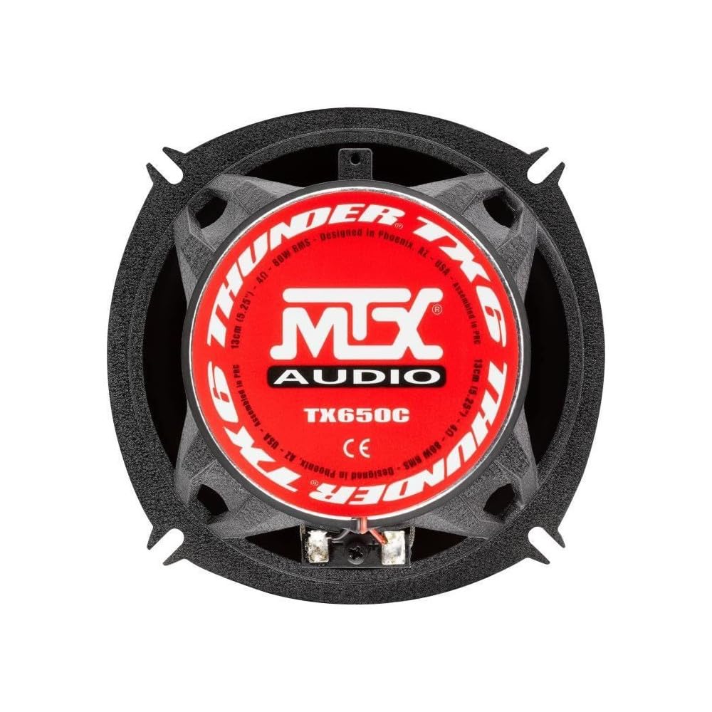 MTX TX650C Haut-parleurs voiture Coaxiaux 13cm 2 voies 80W RMS 4O châssis alu Tweeters néodyme dôme soie Membrane pulpe célu