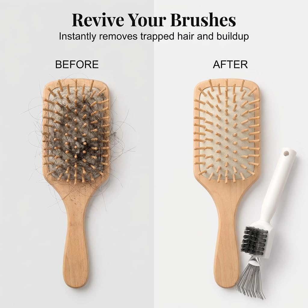 Hair Brush Cleaner 2-in-1 with Steel Wire & Bristles Bristles+Rake Deep Clean (2 PCS)