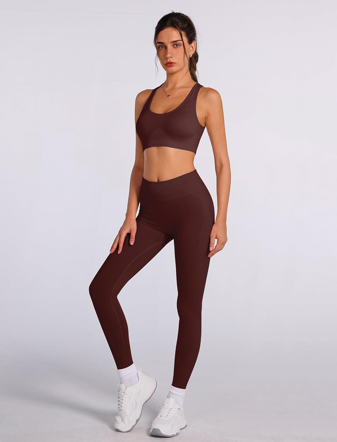 EFOGEP Women's Workout Sets 2 Piece Yoga Tank Top, High Waisted Leggings, Matching Workout Set for Gym, Yoga, Training - Image 4