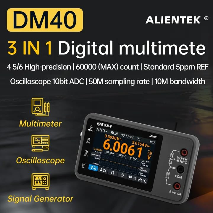 Image of DM40A /B /C Digital Multimeter 59999 Counts, 4.5-Digit Rechargeable 3 in 1 Handheld Oscilloscope Multimeter Signal Generator,50M Sample Rate, Diode Test Automotive Tools (DM40C)