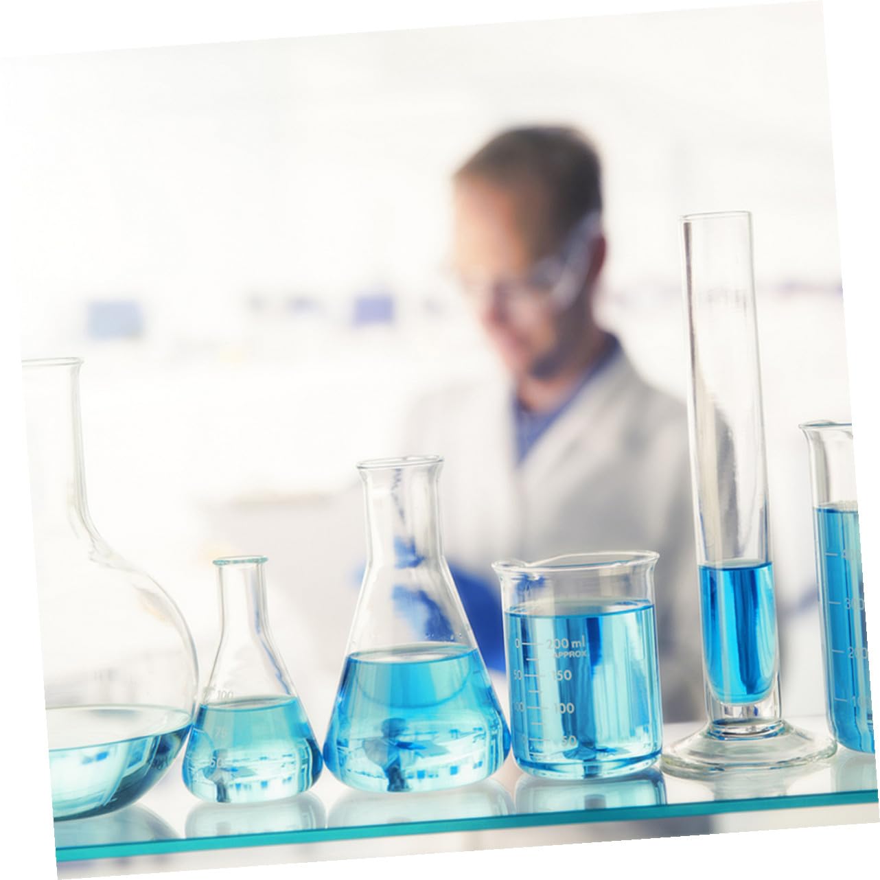 Cabilock Kit de 4 Matraces Erlenmeyer de Vidrio Borosilicato Cónicos, Alta Pureza, Uso Seguro al Calentar, sin Rebabas para Laboratorio y Escuela