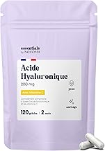 Pure Hyaluronic Acid, 120 Vegan Capsules, Anti-Aging + Anti-Wrinkle, 800-900 kDa, 2 Months Cure, Skin Hydration, With Vitamin C, Made in France, Essentials by NOVOMA