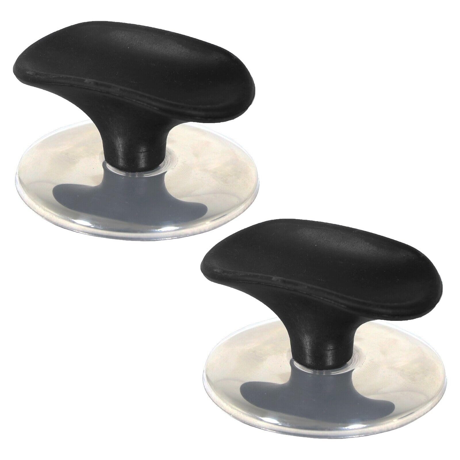 Spares2go Universal Pan Lid Handle Saucepan Slow Cooker Steamer Pot Knobs (Black/Chrome Silver, Pack Of 2) 6Cm