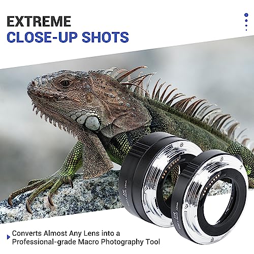 JJC Tubo de extensión Macro (12 mm + 25 mm) Enfoque automático para cámaras Canon EF/EF-S de Lente de Primer Plano, Macro fotografía – Juego de Tapas de Lente Trasera de Cuerpo de Anillo de extensión - imagen 3