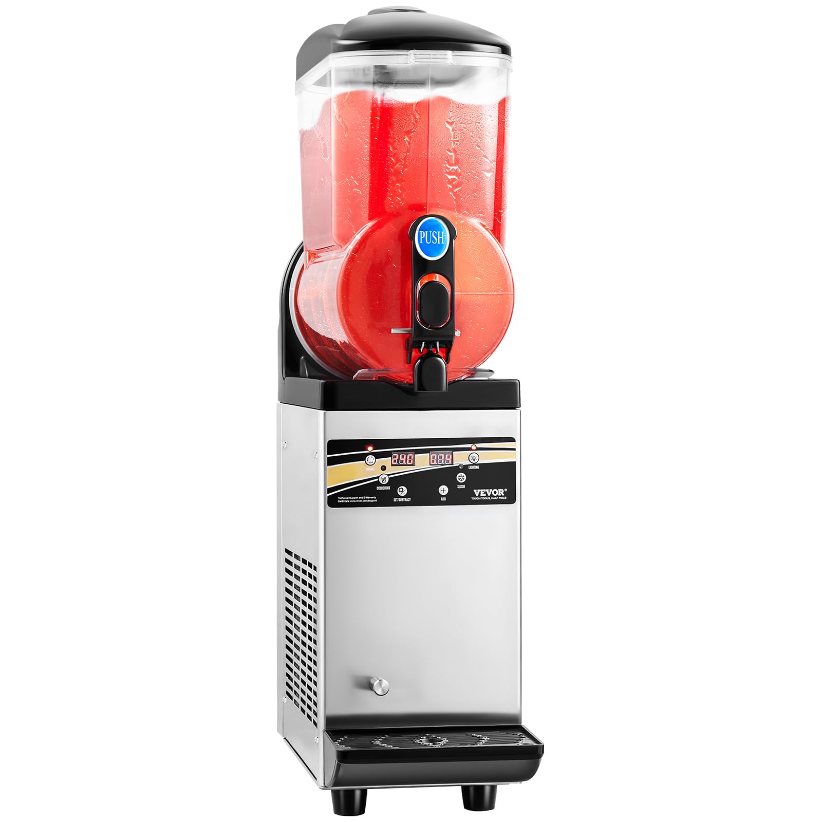 VEVOR kommerzieller Frozen Drink Maker, 15 L Slush-Maschine 60 Tassen Margarita-Smoothie-Maschine aus Edelstahl, Slush-Maker für Zuhause Partys Restaurants Cafés Bars