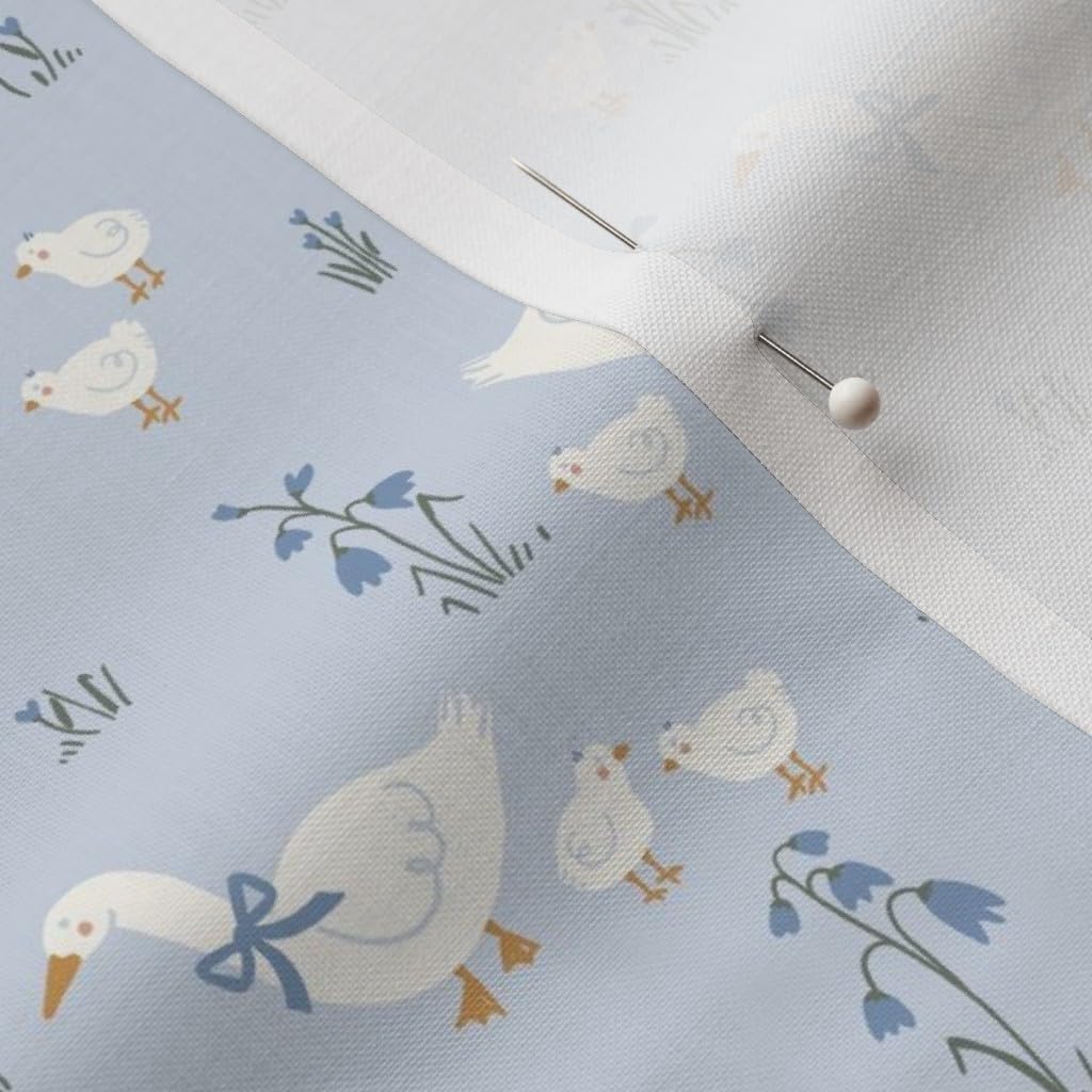Spoonflower Fabric - Spring Farmhouse Cottage Ducklings Rustic Cottagecore Goose Country Printed on Petal Cotton Fabric Fat Quarter - Sewing Quilting Apparel Crafts Decor